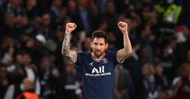 Messi celebrates after scoring PSG's second goal