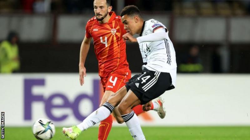 Jamal Musiala scored his first Germany goal on his ninth cap
