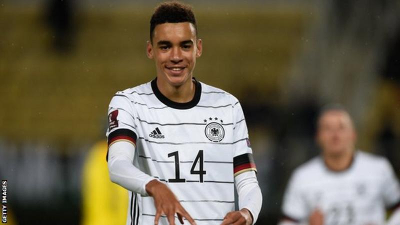 Jamal Musiala scored his first international goal for Germany in the 4-0 win over North Macedonia on Monday which sealed their World Cup place