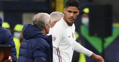Raphael Varane was substituted before half-time of the Nations League final