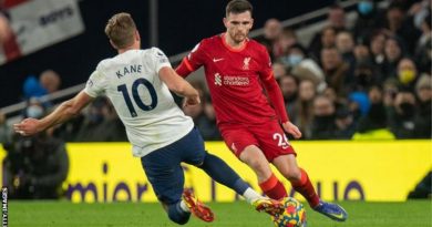 Harry Kane was controversially awarded a yellow card for his challenge on Andy Robertson